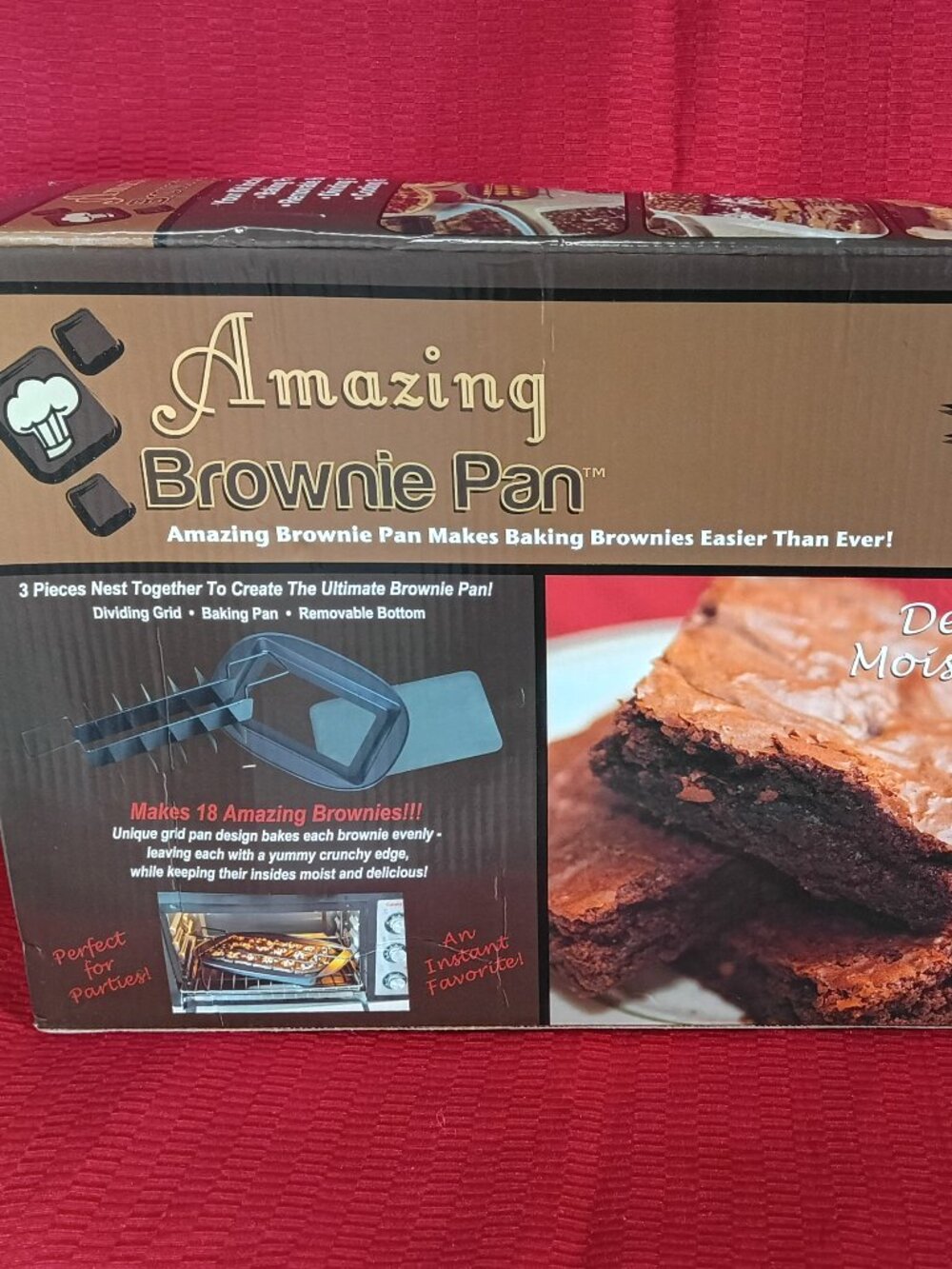 Amazing Brownie Pan Complete 4 Piece Set Dividing Grid Rack Box Instructions